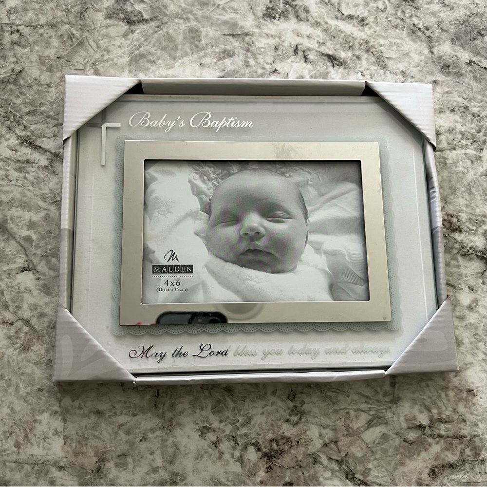 Baptism picture frame NEW baby 4x6 silver